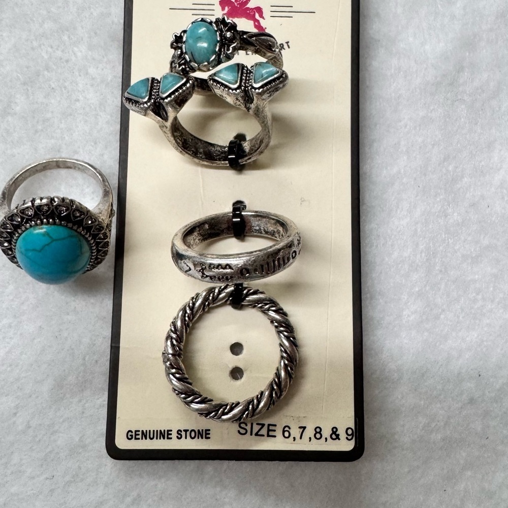 IDYLLWIND-5pcs. Silver w Turquoise Rings - Picture 5 of 5
